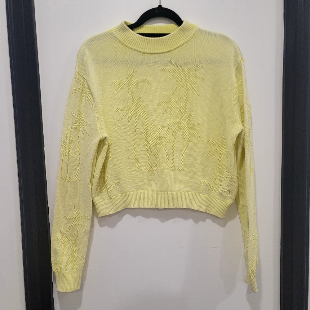 Scotch & Soda Textured Palm Tree Knit Dopamine Dressing Yellow Coastal Chic Xs - Picture 10 of 13